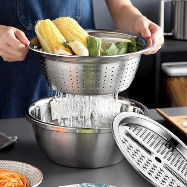 2 3-in-1 Vegetable Cutter with Drain Basket