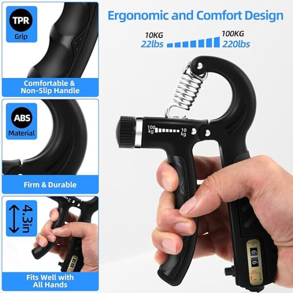 Hand Grip Strengthener 10-100KG with Counter